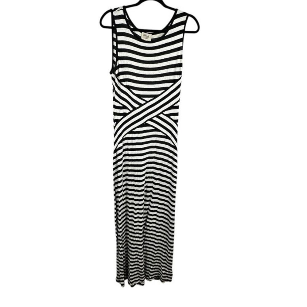 Beige by ECI Black White Striped Maxi Dress Petite Large